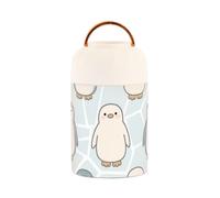 SyXIOP Cute Penguin Sage Green Stainless Steel Vacuum Insulated Lunch containers for hot Food with Spoon for Baby ice Cream 17 oz