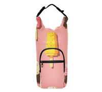 SyXIOP Cute Pink Ice Cream Bottle Sling Stylish Backpack Water Bottle Holder 20/24/32/40oz for Daily Walking Hiking and Other Outdoor Activities Funda para Botella De Agua