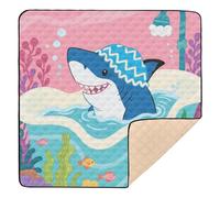 SyXIOP Cute Shark Baby Shower Large Sturdy foldable baby play mat for Floor Non-Toxic foldable Tummy Time Activity Mat for Newborns Babies Infants Toddlers, 50'' x 50''