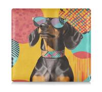 SyXIOP Dachshund Dog 80s Leather Auto Registration Insurance & ID Card Holder Glove Box Compartment Organizer for Essential Document, Driver License, Cards