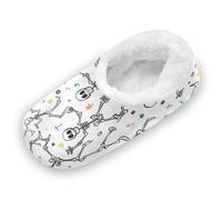 SyXIOP Dancing White Skeleton Anti-Skid Sole House Slippers for Women Coral Fleece House Slipper for Home Indoor