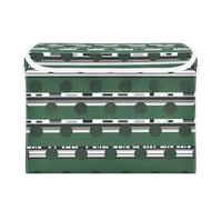 SyXIOP Dark Green Sots Striped foldable 40 L storage bins for clothes with handles sturdy container with lids Christmas for Home Office Organization 42x32x30cm