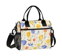 SyXIOP Delicate Cartoon Flower Bright Color Leakproof Ladies Lunch Bag with Shoulder Strap Lunch Tote for Women for Picnic loncheras para Mujer de Trabajo