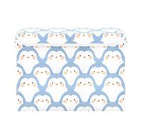 SyXIOP Delicate Cartoon Penguin Light Blue foldable 40 L storage bins for kids with handles heavy duty storage containers large Christmas for Home Office Organization 42x32x30cm