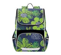 SyXIOP Designed kids day backpack Carnation Lime Green and Navy Blue | princess kids backpack with chest strap bookbag for women