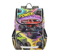 SyXIOP Designed kids sports backpack boys monsters Trucks Big Power Comic | kids school backpack with chest clip bookbag for student