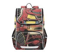 SyXIOP Designed water bottle backpack kids Dino Riding monsters Truck | kids camping backpack with chest clip bookbags for 1st grade school boys girls
