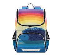SyXIOP Designed water bottle backpack kids Lazy Ocean Hedgehog Rainbow
