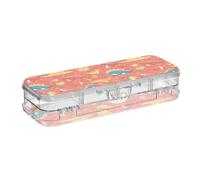 SyXIOP Dinosaur Bauhaus Valentines Designed Clear Plastic Pencil Box Double-Deck Pencil Containers For Stationery With Lid
