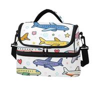 SyXIOP Double-Layer Lunch Bag Cartoon Cute Colorful Plane Double Deck Reusable Bags with Shoulder Strap for Office Picnic Hiking Beach para Mujer de Trabajo