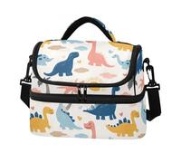 SyXIOP Double-Layer Lunch Cooler Bag Funny Beach Dinosaur for Son Portable Leakproof Cooler Boxes with Side Tissue Pocket for Adult Men Women loncheras para Hombres de Trabajo