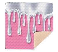 SyXIOP Drip Style Silver Pink Large Sturdy Baby Kick Crawling Mat for Indoor Outdoor Waterproof foldable Tummy Time Activity Mat for Baby Toddler Infant, 50'' x 50''