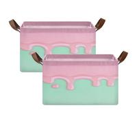 SyXIOP Drip Style Street Graffiti Green Pink Decorative Foldable Storage Baskets with Handles Cube Storage Organizer for Shelves Closet 2 Pack caja para guardar ropa
