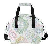 SyXIOP Elegant Pastel Colored Mandala Designs Leakproof Lunch Box Women Waterproof Thermal Lunch Cooler Bag with Removable Shouder Strap for Work and Travel bolsas termicas Frio y Caliente