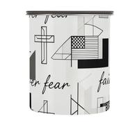 SyXIOP Faith over Fear Flag Designed Dry Food Storage Containers Stainless Steel Kitchen Pantry Organizer Button Opening