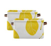 SyXIOP Fall Leaf Figs Yellow storage baskets, folding and waterproof baskets organization and storage boxes with sturdy handle tub crate for towel dorm 2 pack