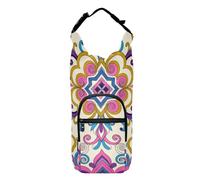 SyXIOP Fashion Hot Pink Purple Paisley Waterbottle Sling Multi Size Drawstring Backpack with Water Bottle Holder 20/24/32/40oz for Adults Kids Walking Hiking Camping Travelling Bolso para Botella De