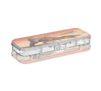 SyXIOP Fierce Brown Tyrannosaurus Rex Designed Clear Pencil Plastic Box 2 Layer Hard Pens Cases For Stationery With Snap-Tight Lid