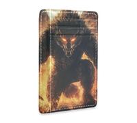 SyXIOP Fiery Full Moon Werewolf Leather Slim Wallet Men