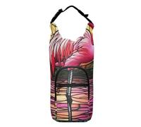 SyXIOP Flamingos Stained Glass Bottle Carrier with Bottles Foldable Water Bottle Carrier for Walking 20/24/32/40oz for Daily Walking Hiking and Other Outdoor Activities Bolso para Botella De Agua