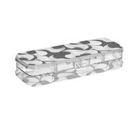 SyXIOP Flat Geometric Pattern Black Designed Plastic Box For Pencils 2 Layer Pens Boxes Case For Stationery Supplies With Lid