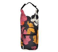 SyXIOP Flower Skull Bottle Carrier Bag Space-Saving Water Bottle Holder Bag 20/24/32/40oz for Adults Kids Walking Hiking Camping Travelling Accesorios para Mochilas