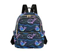SyXIOP Fluorescent Whale Blue Wave 12.5 Inch trendy, stylish women backpack purse backpack diaper bag for ladies,teen girls