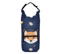 SyXIOP Forests Fox Flower Blue Bottle Carrier Bag Foldable Bottle Water Holder 20/24/32/40oz for Daily Walking Hiking and Other Outdoor Activities Bolsa para Botella De Agua
