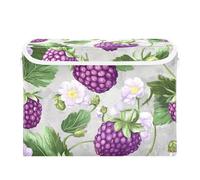 SyXIOP Fresh Dewberry Fruit Purplw foldable 40 L extra large storage bins with handles heavy duty storage organizer bins Christmas For Bedroom,Closet, Living Room 42x32x30cm
