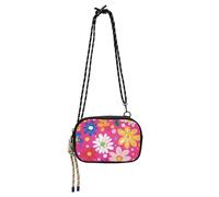SyXIOP Fresh Little Flowers Peach Sling Bags Crossbody Mens Comfort with Adjustable Strap Black Handbag Take a walk