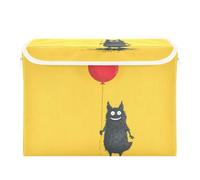 SyXIOP Funny Beast Wolf Air Balloon foldable 40 L cube storage bin with handles heavy duty large storage containers Christmas for Home Office Organization 42x32x30cm