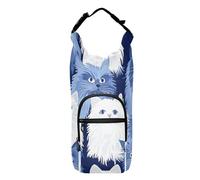 SyXIOP Funny Turkish Angora Cats Navy Blue Water Bottle Carrier Bag with Phone Pocket Space-Saving Water Bottle Holder for Hiking 20/24/32/40oz for Daily Walking Hiking and Other Outdoor Activities