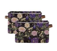 SyXIOP Garden Daisy Purple storage baskets, folding and waterproof foldable storage cubes baskets with sturdy handle cubbies crate for closet dorm 2 pack