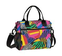 SyXIOP Geometric Art Colorful Large Capacity Lunch Pack with Shoulder Strap Mens Lunchbox for Work for College loncheras para Lunch