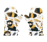 SyXIOP Gold and Black Playful Otter Animal Winter warm mittens for kids 4-6 gloves winter mitones para mujer M 4-6