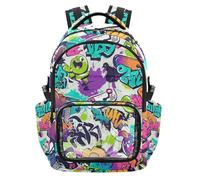 SyXIOP Graffiti-style Cartoon Art Kids Clear Backpacks PVC Transparent Casual Backpack with Laptop Compartment for Student School Workout, Age 7-18 mochilas grandes para