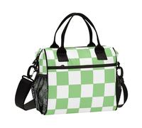 SyXIOP Green and White American Plaid Eco-Friendly Crossbody Lunch Bag with Shoulder Strap Lunch Bags for Work for Gym bulto de comida para el Trabajo