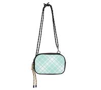 SyXIOP Green Checkerboard Crossbody Camera Bag Mens Fashion with Credit Card Slots Small Shoulder Bag For Hiking Traveling