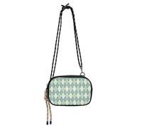 SyXIOP Green Checkered Pattern Small Crossbody Purse Men Beauty with Credit Card Slots Over The Shoulder Purse Walk the dog