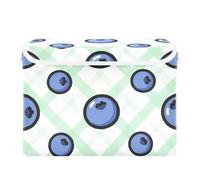 SyXIOP Green Plaid Blueberry foldable 40 L storage bins with lid with handles heavy duty containers for storage Christmas for Home Office Organization 42x32x30cm