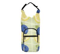SyXIOP Green Plaid Blueberry Lemon Waterbottle Sling Space-Saving Water Carrier for Walking 20/24/32/40oz for Daily Walking Hiking and Other Outdoor Activities Bolsa para Botella De Agua