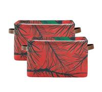 SyXIOP Green Scarlet Macaw Red storage baskets, Foldable and waterproof serviceable fabric cube storage baskets bins with sturdy handle tub supply for bedroom sweater 2 pack