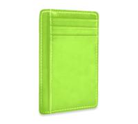 SyXIOP Green Yellow Solid Color Pure Plain Leather Men's Slim Wallet | With Cash Slot RFID Blocking small credit card holder for Men and Women