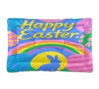 SyXIOP Happy Easter Bunny Eggs Colorful Washable Pet Mattress Soft Comfortable Anti-Slip Bottom Pet Mat for Large Jumbo Medium Small Dogs 36" x 24"