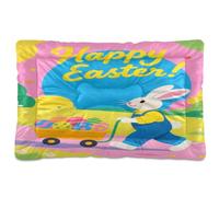 SyXIOP Happy Easter Colorful Rabbit Washable Pet Mattress Non-Slip Soft Comfortable Dog Crate Mat for Large Jumbo Medium Small Dogs 36" x 24"
