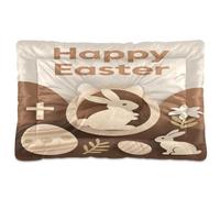 SyXIOP Happy Easter Rabbit Brown Washable Dog Cat Bed Non-Slip Soft Comfortable Dog Crate Mat for Large Jumbo Medium Small Dogs 36" x 24"