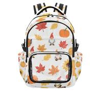 SyXIOP Hello Fall Autumn Maple Leaf Pumpkin Dwarf Clear School Backpack Large Capacity Casual Backpack with Adjustable Strap for School College Travel, Age 7-18 regalo para nina de