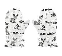 SyXIOP Hello Winter Deer Black and White cute toddler girl mittens 3 year old snow gloves guantes para ni?as S 2-4