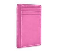 SyXIOP Hot Pink Solid Color Pure Plain Leather Wallet Women Slim | With Cash Slot RFID Blocking wallet card holder for men&women