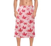 SyXIOP Illustration Maple Leaf Ruby Wearable Mens Terry Cloth Towel Mens Sarong Wrap 60'' x 28'' for Sauna Accessories toalla para la cintura
